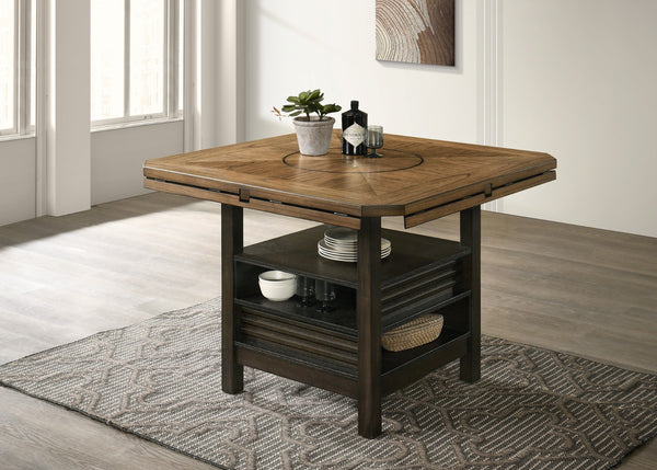  this set effortlessly balances sophistication with functionality. Featuring a rich two-toned wood finish complemented by sleek