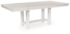 This dining extension table is sure to impress come mealtime. With its antiqued white finish and planked effect tabletop, modern farmhouse-style dining has never been so fashionable. All thatâ€™s missing is you and your family.<br><br><b>Additional Dimens