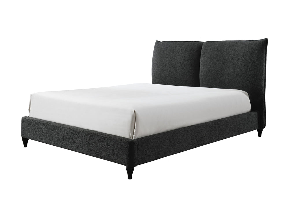 This lush contemporary bed frame is the perfect place to end your day. On trend boucle upholstery is stylish and timeless. Optional decking boards let you decide whether or not to use a box spring.<h4><b>Jenn - King Headboard And Footboard - Charcoal</b><