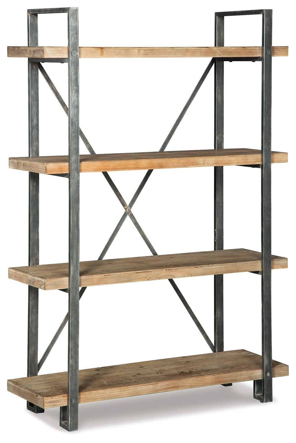 If youâ€™ve got a penchant for urban eclectic design, this bookshelf has your name written all over it. The x-backed metal frame exudes stylish sturdiness, and four gallery shelves make storing books, succulents or picture frames an easy-breezy endeavor.<