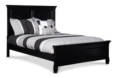 The Tamarack Wood Panel Bed in Black is a true standout, showcasing durable construction with a blend of solid poplar, basswood veneers, and eco-friendly manufactured wood for unmatched strength and longevity. This bed-'-'s versatile transitional style ma
