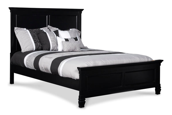 The Tamarack Wood Panel Bed in Black is a true standout, showcasing durable construction with a blend of solid poplar, basswood veneers, and eco-friendly manufactured wood for unmatched strength and longevity. This bed-'-'s versatile transitional style ma