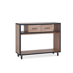 The Bemis collection offers plenty of storage function and mobility for your living room. Feel good knowing you have a place to put your often read books, remotes and other items, a durable look with its all around riveted accent around light weathered oa