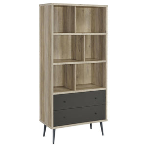 A nod to Euro design concepts adds a Scandinavian vibe to a bookcase youâ€™ll want to consider. Make room for those scattered books and magazines in a central unit with a rustic feel and high vertical profile that saves space. This bookcase is made of ant
