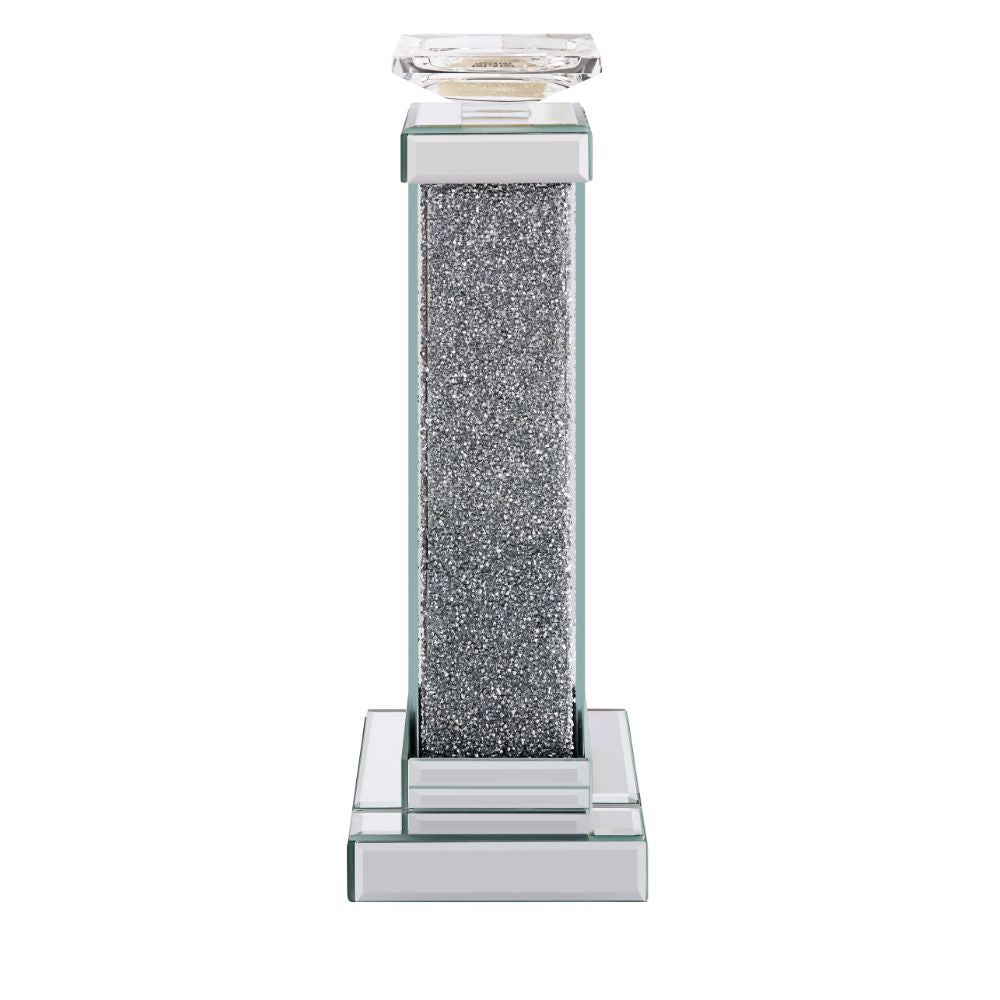 The Rekha candle holder collection fills your home with soothing scents and the simulating look of natural light. It is crafted from manufactured wood and features a mirrored frame with beveled edges and acrylic inlay. Available in two different sizes, ac