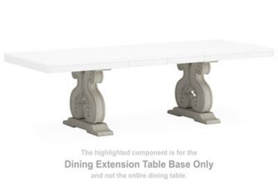 This dining extension table base is made with hardwood solids and cast resin components. Pairs with other items in the series to make a dining table kit.<br/><br/><b>Product Features</b><ul><li>Compatible with other D980 items, sold separately</li></ul><b