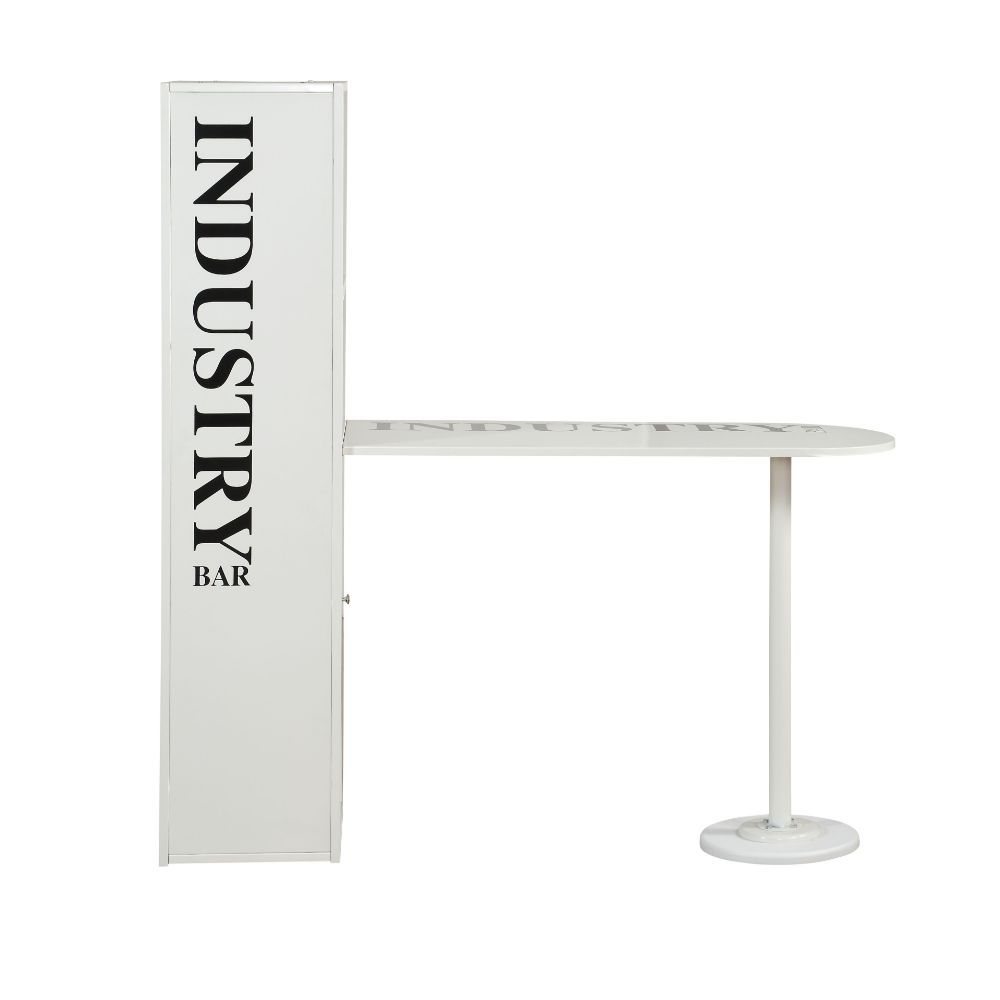 If you are looking for a functional piece for gathering, this is the counter height set that has it all. The Mant counter height set features a wall storage case with upper rack for all of your stemware and wine bottles, and a lower cabinet for the privat