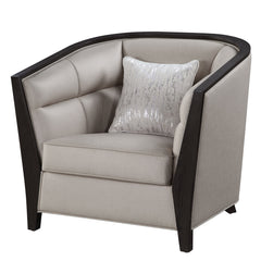 Create a homey and inviting casual space with Zemocryss Chair. The chair features tight back and loose seat cushion in beige fabric for a soft hue and cozy comfort. Pocket coil seating boasts good support and durability, with high shelter arms and tufted 