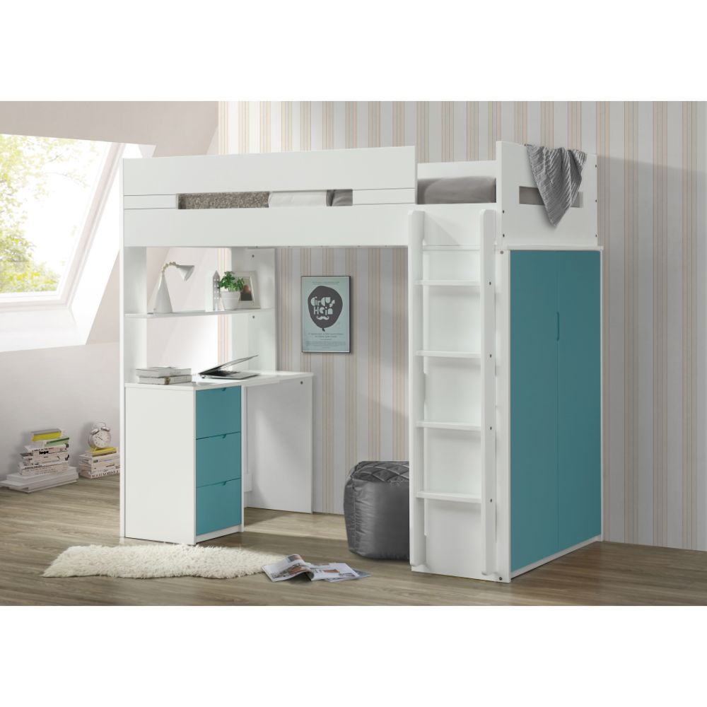 A beautiful loft set for children, adding brightness and vibrancy to their bedrooms. Functional and stylish, will fit into both boy and girls-' rooms. Featuring a desk underneath, offers an ideal space to play, work and rest. Various finishes in pink, gra