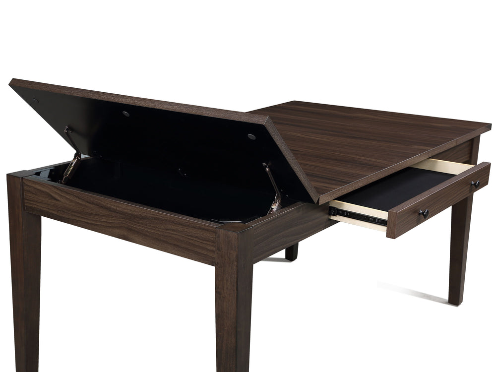 Redefine your dining experience with this sophisticated and multifunctional dining set, designed to blend elegance with practicality. The table boasts a sleek, contemporary design with a rich wood finish that adds warmth and character to any space. Dual e