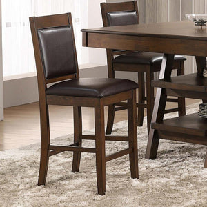  this counter-height chair offers a sophisticated seating solution. Its rich walnut wood finish highlights the natural beauty of the rubberwood frame