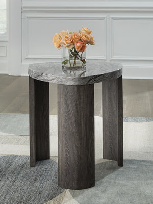  meet canâ€™t-miss function. This end table pairs the look of faux gray marble with a weathered gray wood grain for a simply chic approach to monochromatic style. Perfect as a perch for remotes