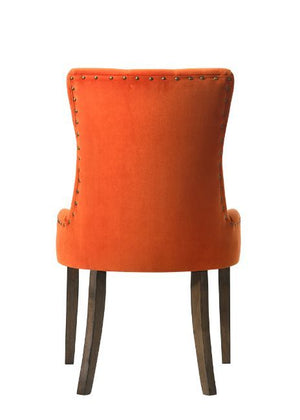 Farren - Side Chair (Set of 2) - Orange Velvet & Espresso Finish