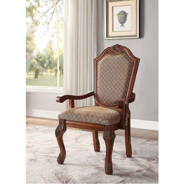 Chateau De Ville - Arm Chair (Set-2) - Brown, Dark - 29-"<br/><br/><b>Product Features</b><ul><li>Case: 2Pc/1Ctn</li><li>Finish: Fabric & Cherry</li></ul><br/>