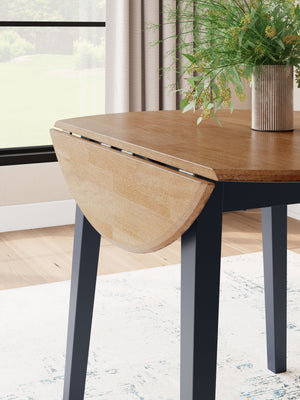 Gesthaven - Natural / Blue - Round Dining Room Drop Leaf Table