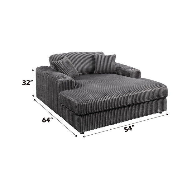 Hilde - Chaise With 2 Pillows - Gray