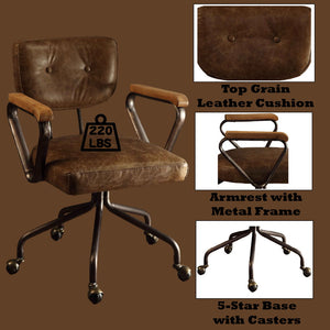 Hallie - Executive Office Chair - Vintage Whiskey Top Grain Leather