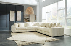 Plush and posh. Showcase your eye for on-trend texture with the statement-making cord upholstery of this sectional. Its stunningly soft fabric entices in an ivory hue, complementing contemporary color palettes. Sink into the cushions and plan to stay a wh