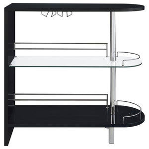 Adolfo - Rectangular 2-Tier Home Bar Table - Black High Gloss