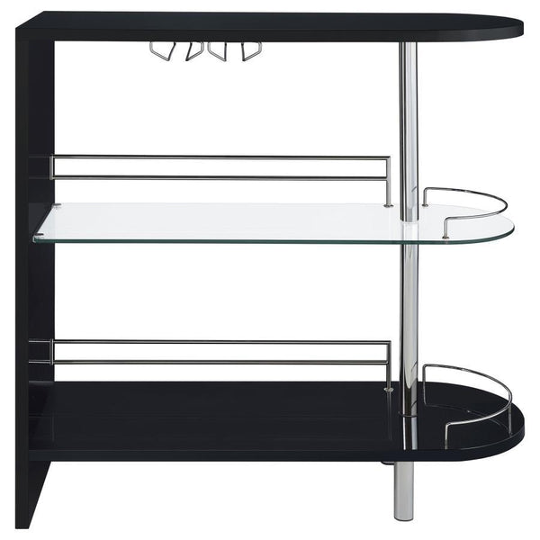 Adolfo - Rectangular 2-Tier Home Bar Table - Black High Gloss