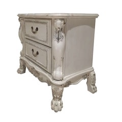 Elegant yet lightheartedly playful, Dresden is donned in an amiable antique white finish with hand-applied burnish over the many layers of stains and finishes that are manually rubbed on, providing depth and character to this classic group. The Rococo sty