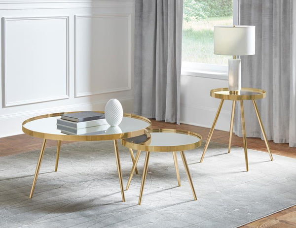 polished look. Its four angled legs offer stabilit
