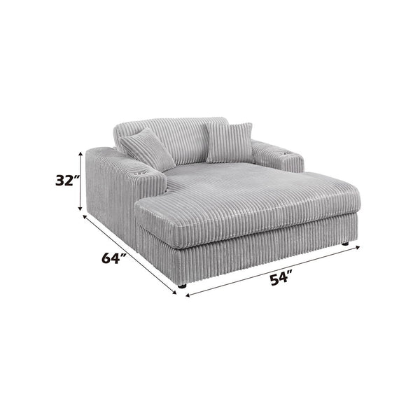 Hilde - Chaise With 2 Pillows - Light Gray