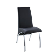 The Pervis collection has a armless side chairs that features padded seat & back in black faux leather. Also supported with metal curved legs. This collection will bring a elegant look at any dining room area and is perfect for you.<br/><br/><b>Product Fe