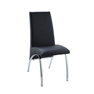 The Pervis collection has a armless side chairs that features padded seat & back in black faux leather. Also supported with metal curved legs. This collection will bring a elegant look at any dining room area and is perfect for you.<br/><br/><b>Product Fe