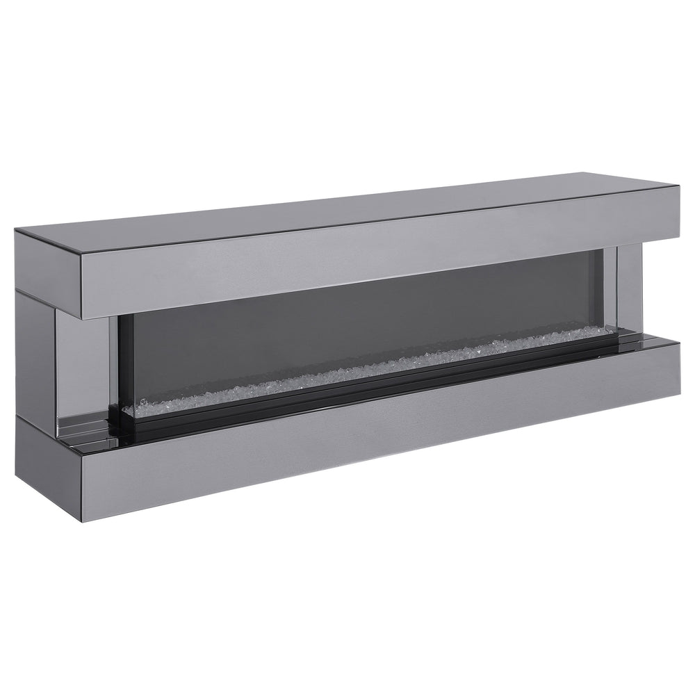 Create incredible ambiance in your living room with a modern TV stand that includes a visual flame box. It delivers realistic three-dimensional flames that offer 13 color options and adjustable brightness to create the perfect mood. The case features clea