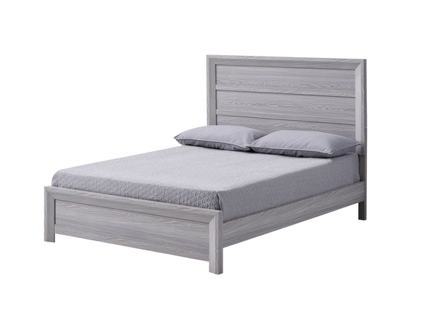 This bedroom set is the embodiment of understated sophistication, featuring a neutral drift wood finish that complements its clean and contemporary design. The robust bed frame anchors the room with a sense of sturdiness and style. Accompanying the bed ar