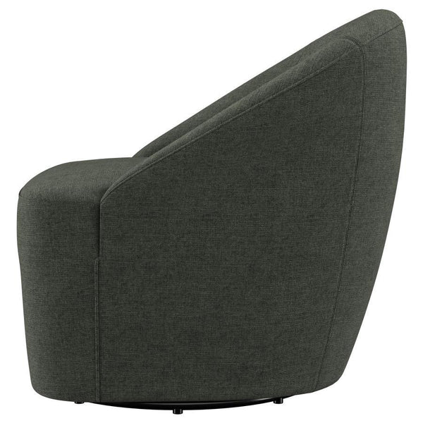 Leon - Upholstered Barrel Accent Swivel Chair - Hunter Green