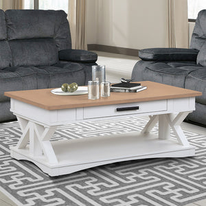  it features a contrasting wood-grain top in Weathered Natural. A lower open area is perfect for storage and displ