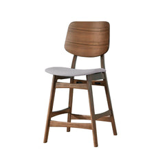The Oscar Mid-Century Modern Counter Height Dining Chairs (Set of Two) offer a perfect blend of style and practicality for your dining space. Crafted from solid Rubberwood and Walnut veneers, these counter height chairs are built to last, with reinforcing