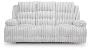 Rhines Falls - Alloy - Reclining Power Sofa With Drop Down Table