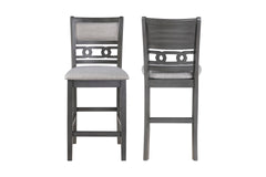 Enhance your dining room with this set of 2 New Classic Gia Counter Chairs in a sophisticated gray finish. Crafted from solid Rubberwood and Mindi veneers, these chairs combine durability with timeless beauty. The contemporary gray finish, enriched by a c