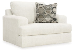 Craving casual refinement? This oversized chair has you covered. The decidedly contemporary frame cradles sizable cushions in an ultra-soft neutral hue, lightening the mood in your living room with simple style and everyday comfort. A geometric accent pil