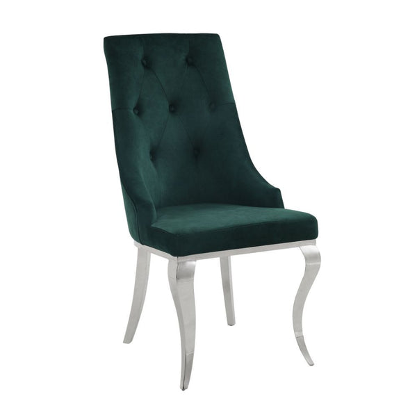 Dekel - Side Chair (Set of 2) - Green Fabric & Stainless Steel