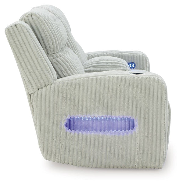 Forest Lake - Alloy - Power Reclining Loveseat With Console / Adj Headrest