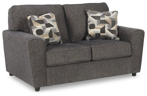 Revamp your sleekly styled living room sanctuary with this loveseat. Well-suited to contemporary spaces with a calming neutral upholstery in slate gray, it makes a subtle design statement in your space whether youâ€™re hosting guests or enjoying a night i