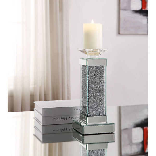 Rekha - Accent Candleholder (2 Piece) - Mirrored & Faux Crystals - 13"