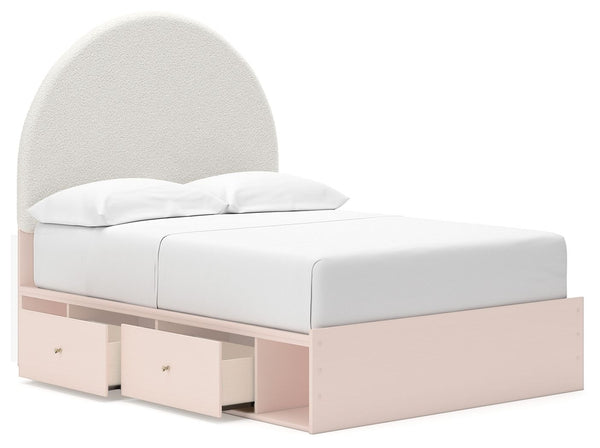 Wistenpine - Blush - Full Upholstered Panel Bed With Under Bed Storage