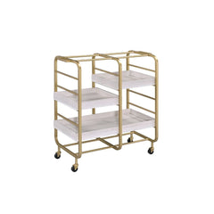 Whether youâ€™re brining a bit of contemporary appeal to your well-decorated area or complementing a chic aesthetic with a touch of industrial appeal, this Vorrik serving cart will be a visually appealing addition to your space. Featuring sleek metal fram