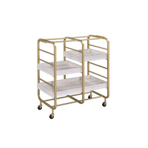Whether youâ€™re brining a bit of contemporary appeal to your well-decorated area or complementing a chic aesthetic with a touch of industrial appeal, this Vorrik serving cart will be a visually appealing addition to your space. Featuring sleek metal fram