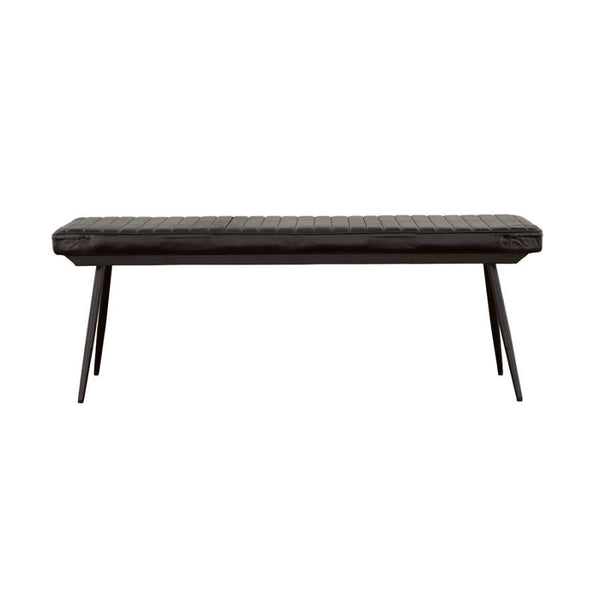  this dining bench is a bold yet versatile seating option. Upholstered in hand-dyed genuine goat leather