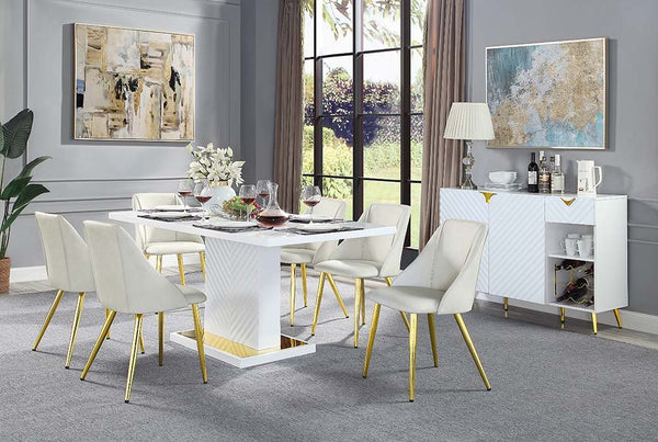 Gaines - Dining Table - White High Gloss Finish