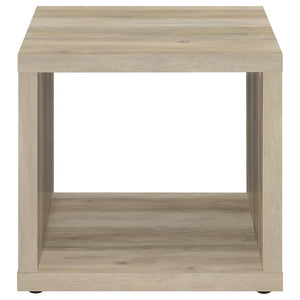  it features a wood-look finish that enhances its earthy aesthetic. An open design with a lower shelf off
