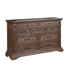 Discover the Mar Vista Dresser, a testament to craftsmanship and design. Constructed with solid Rubberwood and Oak veneers, this dresser promises durability and a robust presence in any room. The rich walnut finish, achieved through meticulous distressing