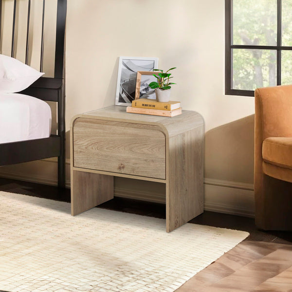 Mara - One Drawer End Table / Bedside Table - Natural