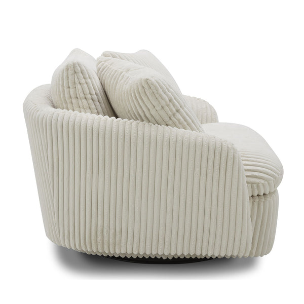 Boomer - Large Swivel Chair With 2 Toss Pillows (Set of 2) - Mega Ivory